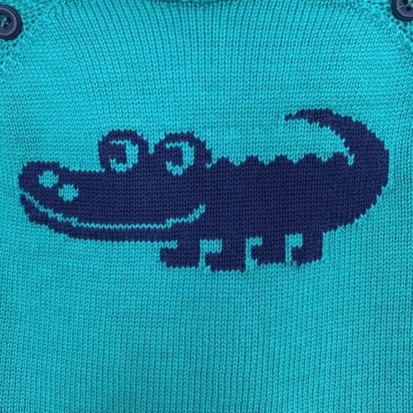 Fina Ejerique Crocodile Knit Pullover Sweater Teal Spain Baby Boys 3 Months - Picture 5 of 13